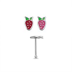 Colorful strawberry nose stud silver