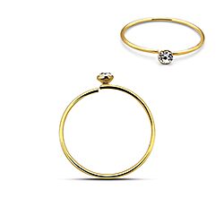 Gold Plated Plain Silver Nose Hoops with Crystal