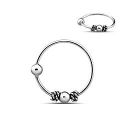Bali nose ring silver oxidized threaded tribal nose ring 