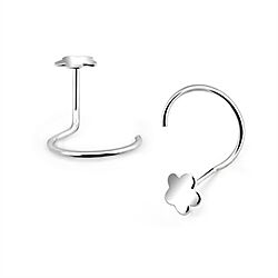 Plain Flower Nose Screw 925 Silver