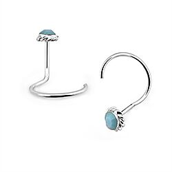 Indian Style Silver Nostril Screw with Turquoise Stone top