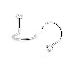 Heart Nose Ring Screw Stud 5mm Silver