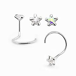 Wholesale Silver Cubic Zirconia 3mm Star Nose Screw