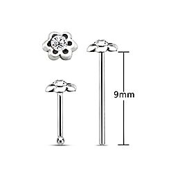 Wholesale Silver Oxidized Crystal Flower Nose Stud