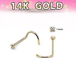 Wholesale 14K Gold 1.5mm Cubic Zirconia Screw Nose Stud