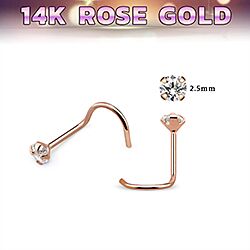 Wholesale 14K Rose Gold 2.5mm Nose Screw