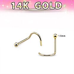 14k Gold 1.5mm Ball Screw Nose Stud