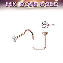 Wholesale 14K Rose Gold 2.5mm Square Nose Screw