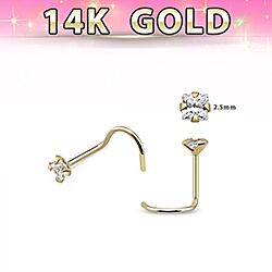 Wholesale 14K Gold 2.5mm Square Cubic Zirconia Nose Screw