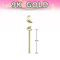 9k solid gold tiny crescent moon nose stud