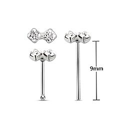 Double Crystal Nose Studs  Prong Nose Studs  Wholesale