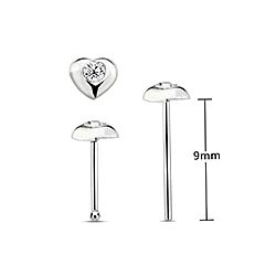 Wholesale Silver Heart Shape Crystal Nose Stud