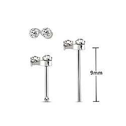 Wholesale 925 Silver Two Stone Crystal Nose Stud