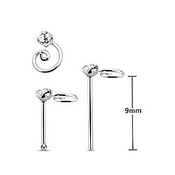 Wholesale Silver Spiral Crystal Nose Stud