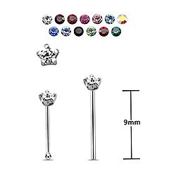 1.5mm Round Crystal Star Nose Stud Silver
