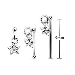 Dangling Silver Star Nose Stud, Crystal Nose Stud  Wholesale