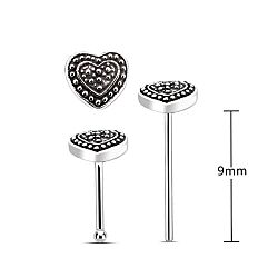 Wholesale Silver Oxidized Heart Ball Beaded Nose Stud