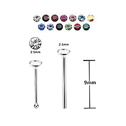 Wholesale Silver 2.5mm Glue Type Round Crystal Nose Stud 