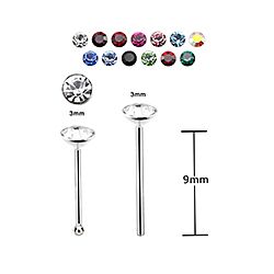 Wholesale Silver 3mm Glue Type Round Crystal Nose Stud 