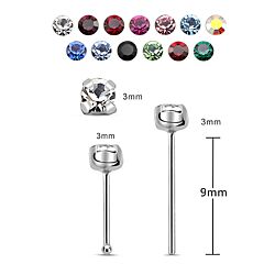 3mm Crystal Nose stud wholesale silver