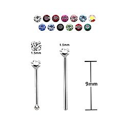 Wholesale Silver 1.5mm 4 Clip Crystal Nose Stud 