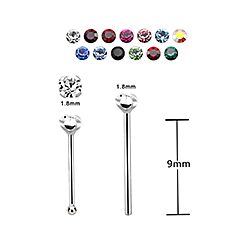 Wholesale Silver 1.8mm 4 Clip Crystal Nose Stud 