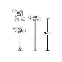 Oxidized Silver Music Note Nose Studs