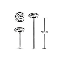 Wholesale Silver Oxidized Spiral Curl Nose Stud