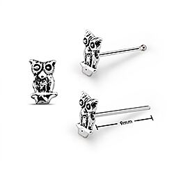 Owl Oxidized Nose stud , owl Nose pin 