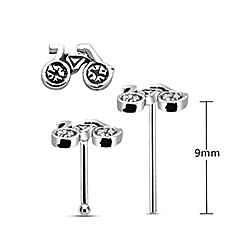 Wholesale Silver Oxidized Bicycle Nose Stud