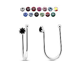 Wholesale Silver Non-Piercing 1.5mm Crystal Nose Ring