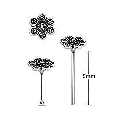 Wholesale Sterling Silver Oxidized Flower Nose Stud 