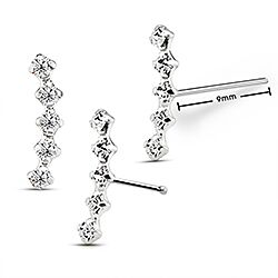 Silver five crystal line nose stud