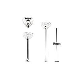 Silver Heart Shaped Nose Studs