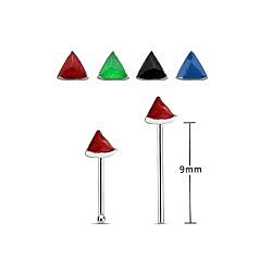 Triangle Nose Stud Colors Silver Hand-Painted