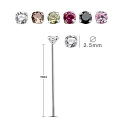 Wholesale Silver Long 4 Claw Round CZ Nose Stud