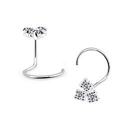 Silver three prong crystal nose screw