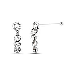 3 dot crystal dangling nose stud