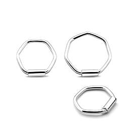 10mm Captive Bead Sterling Silver Octagon Nose Hoop Rings