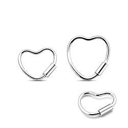 Captive Bead Sterling Silver Heart Nose Hoop Rings