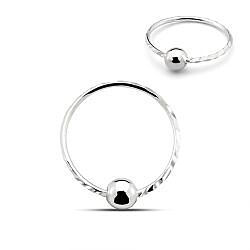 Nose Ring Hoop with Ball Diamond Cut Silver