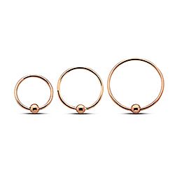 Hoop Nose Ring with Ball Closure Rose Gold Silver 22G