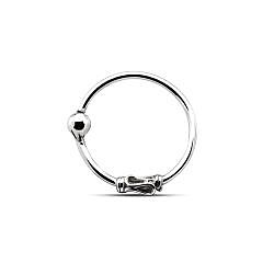 2mm Bali style plain silver nose hoop with ball beaded closure 