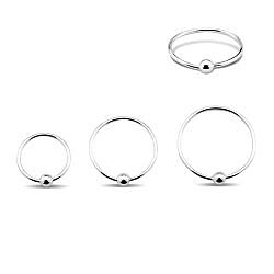 22 G (0.6 mm) Silver Nose Hoops With 2 mm Ball Closure