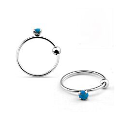 Hoops with 2mm turquoise stone  nose hoops