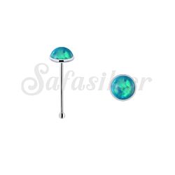 2mm Flat Sea Blue Opal Nose Stud Silver