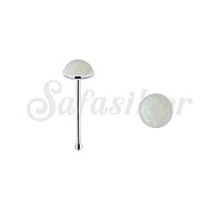 2mm Flat White Opal Nose Stud Silver