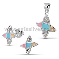 Wholesale 925 Sterling Silver Opal Star Semi-Precious Jewelry Set