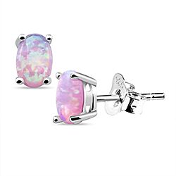 Wholesale 925 Sterling Silver Lovely Pink Opal Stud Earrings