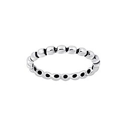 Oval ball beaded ring silver